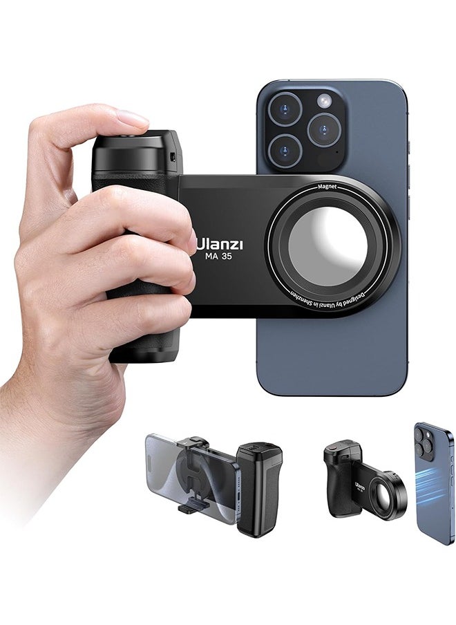 Ulanzi - Ulanzi MA35 Smartphone Camera Shutter Grip Compatibile with MagSafe for iPhone w Wireless Remote Control Phone Clamp Holder Selfie for 1/4" Tripod Mount Cold Shoe Extension Video Shooting Acccessories - Image 1