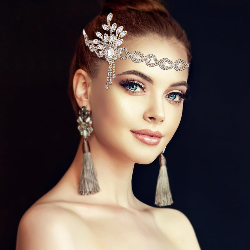Lurrose Vintage Headpiece 1920s Leaf Medallion Headband Wedding Bridal Themed Party Hair Accessories for Women - Image 3
