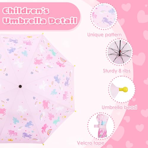 alldomess Kids Umbrella for Rain,Easy Open Windproof Compact Umbrella for Toddler Girls Boys,Durable & Portable, Ideal for Outdoor School Travel,Rainbow Unicorns - Image 4
