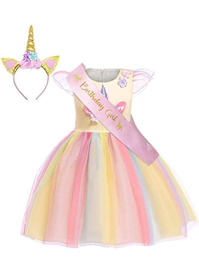Beauenty Girl Dress Color Tulle Long Cake Tutu Skirt Unicorn Princess Dresses Festival Performance Costume  - Image 1