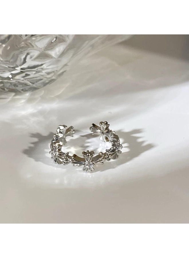 سيمهو خاتم نسائي جديد جميل باللون الفضي المميز