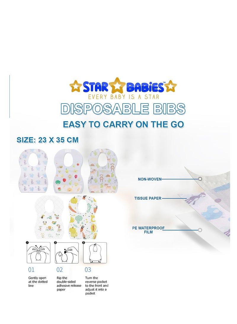 STAR BABiES Star Babies Disposable Combo pack -Disposable Bibs pack of 15 with Changing Mat 12pcs-Elephant  - Image 4