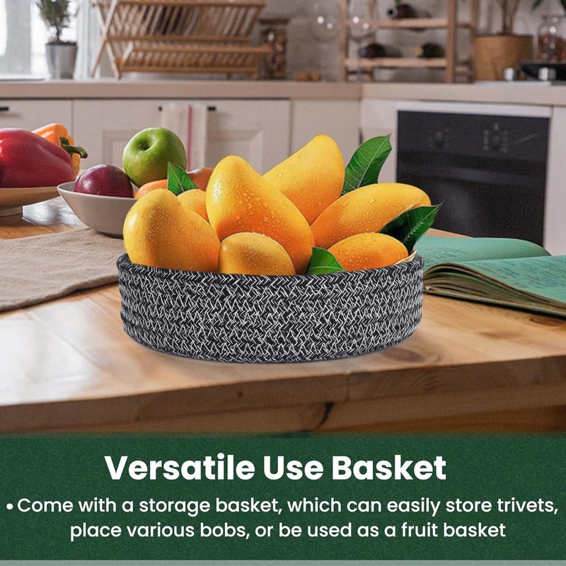 KITLAB 8 Inch Trivets for Hot Dishes Hot Pots and Pans Thick Heat Resistant Large Coaster for Kitchen Hot Pads Kitchen Essentials Kitchen Decor for Table  Countertop with Storage Basket 5 Pcs - Image 5