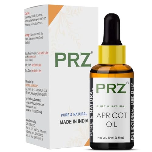 PRZ Apricot Cold Pressed Carrier Oil - Pure Natural & Therapeutic Grade Oil for Aromatherapy Body Massage, Skin Care & Hair Care, 30 ml - Image 1
