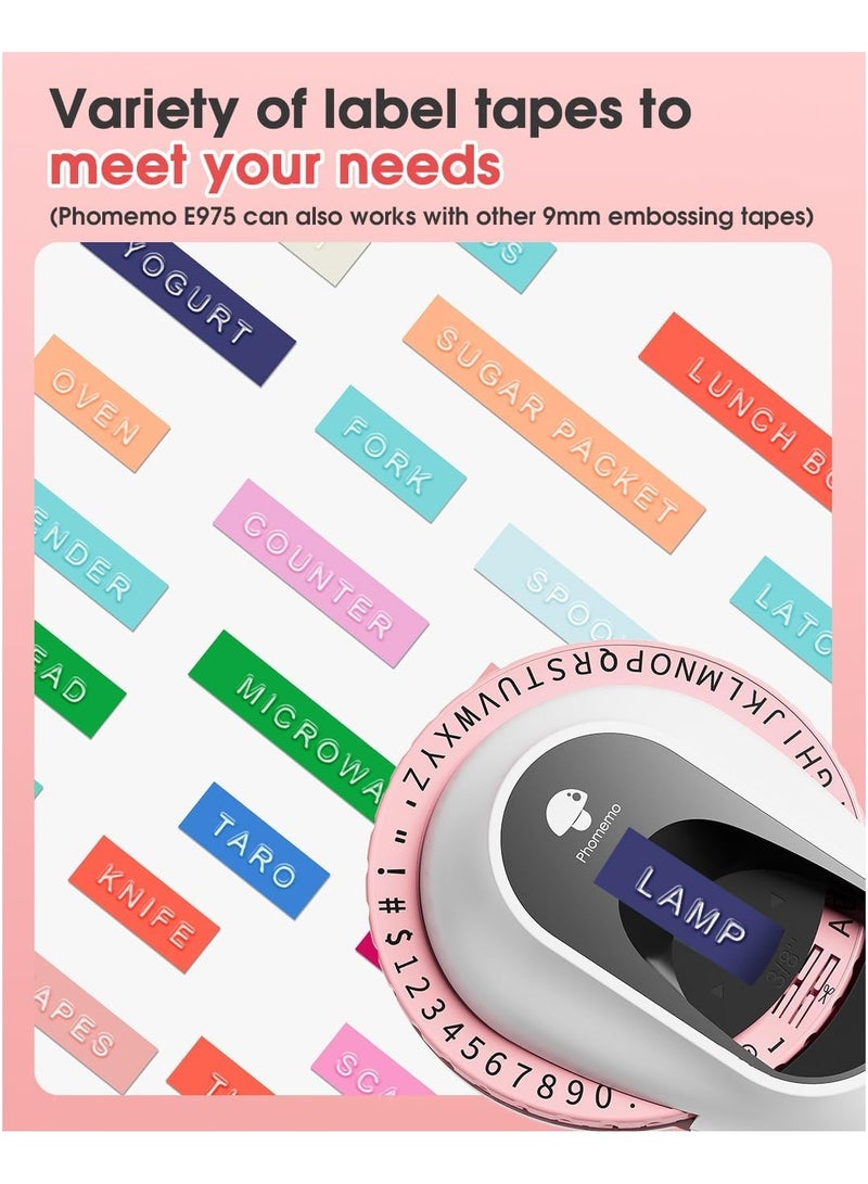 Phomemo Embossing Label Maker with 6 Tapes, Retro Vintage Embossed Label Maker Writer, Handheld Old School Label Maker with 6 Rolls Embossing Tapes for Office Home Organization and DIY - Image 2