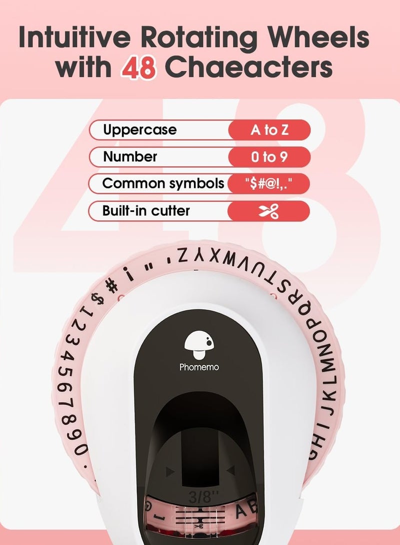 Phomemo Embossing Label Maker with 6 Tapes, Retro Vintage Embossed Label Maker Writer, Handheld Old School Label Maker with 6 Rolls Embossing Tapes for Office Home Organization and DIY - Image 4