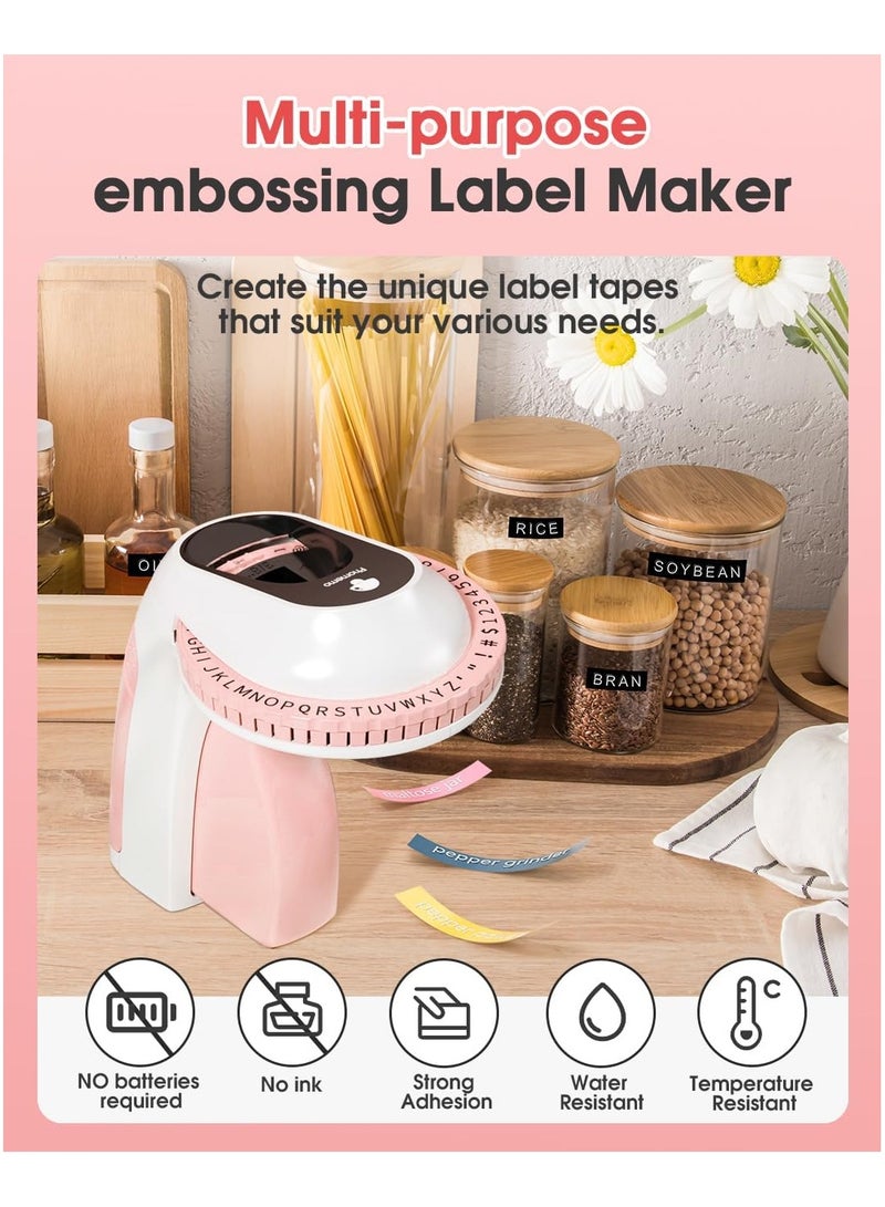 Phomemo Embossing Label Maker with 6 Tapes, Retro Vintage Embossed Label Maker Writer, Handheld Old School Label Maker with 6 Rolls Embossing Tapes for Office Home Organization and DIY - Image 5