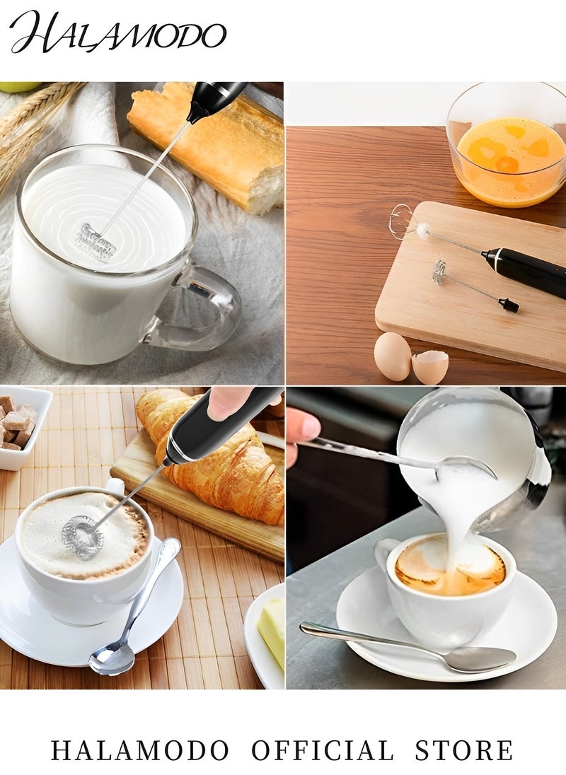 HALAMODO - Rechargeable Milk Frother with 3 Stainless Whisks Handheld Multi-functional Electric Foam Maker Strong Blender 3-Speed Adjustable Mini Milk Foamer for Coffee & Egg & Cream Whipping - Image 1