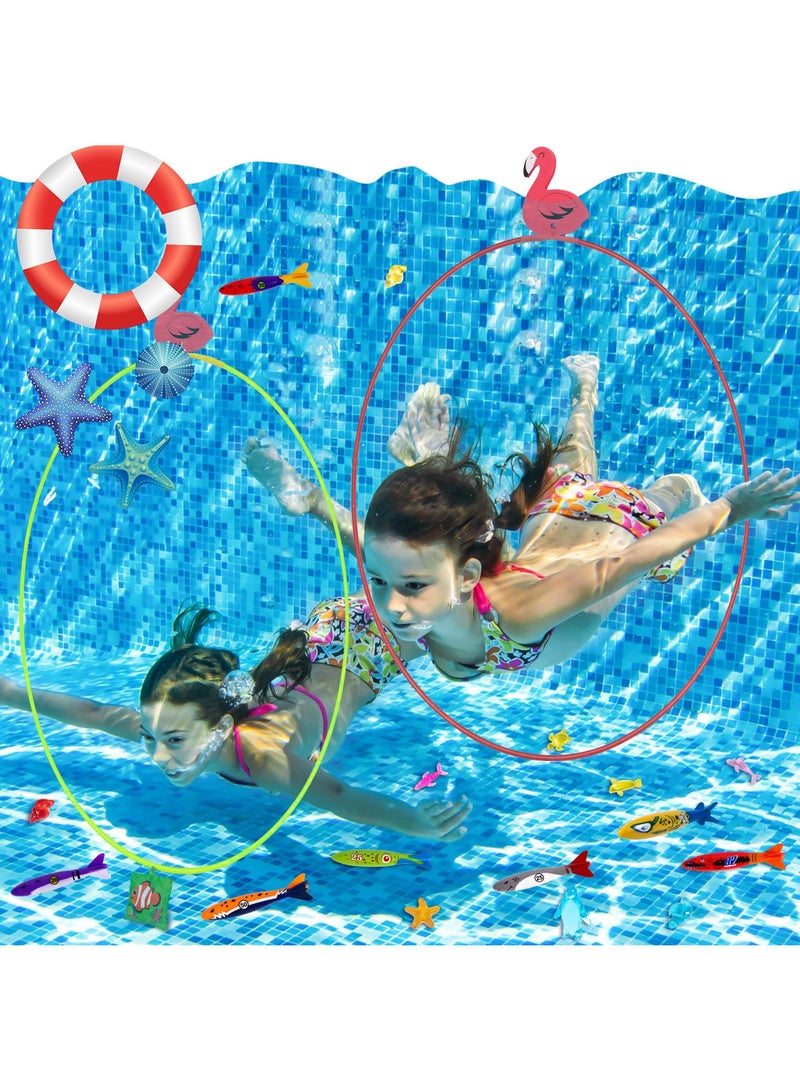 Sweet seven 29PCS Colorful Swimming Diving Toys Set - Fun Underwater Water Games for Kids Ages 8-12, 4-8, and Adults - Pool Games and Water Sports Training Program - Perfect Swimming Gift - Image 1