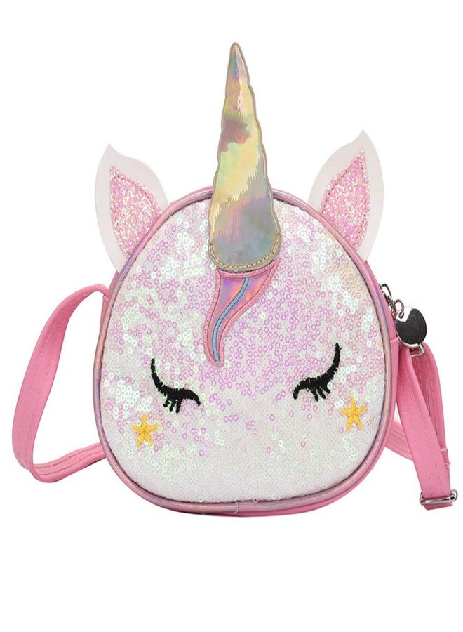 Newfancy Girls Unicorn Sequin Glitter Crossbody Shoulder Purse Handbag Women Satchel Tote Shell Bag Sequin Pink - Image 1