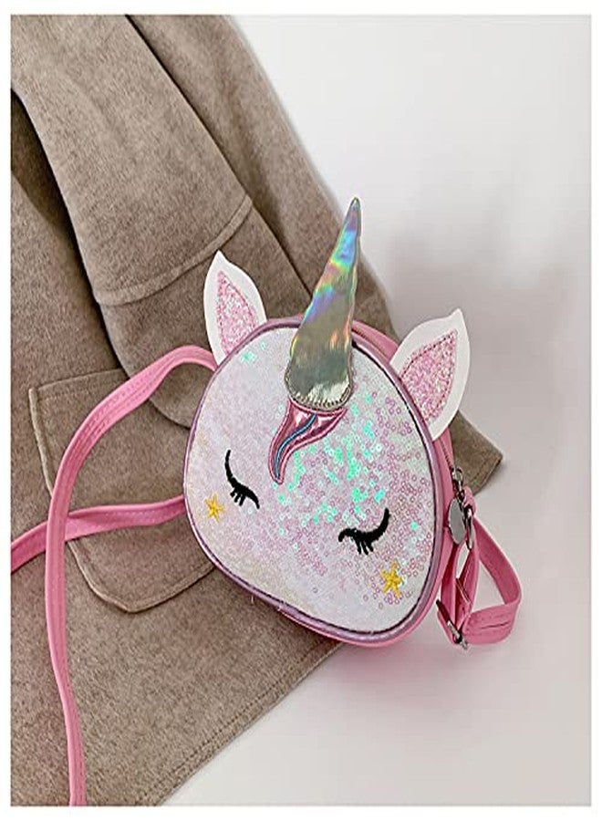 Newfancy Girls Unicorn Sequin Glitter Crossbody Shoulder Purse Handbag Women Satchel Tote Shell Bag Sequin Pink - Image 2