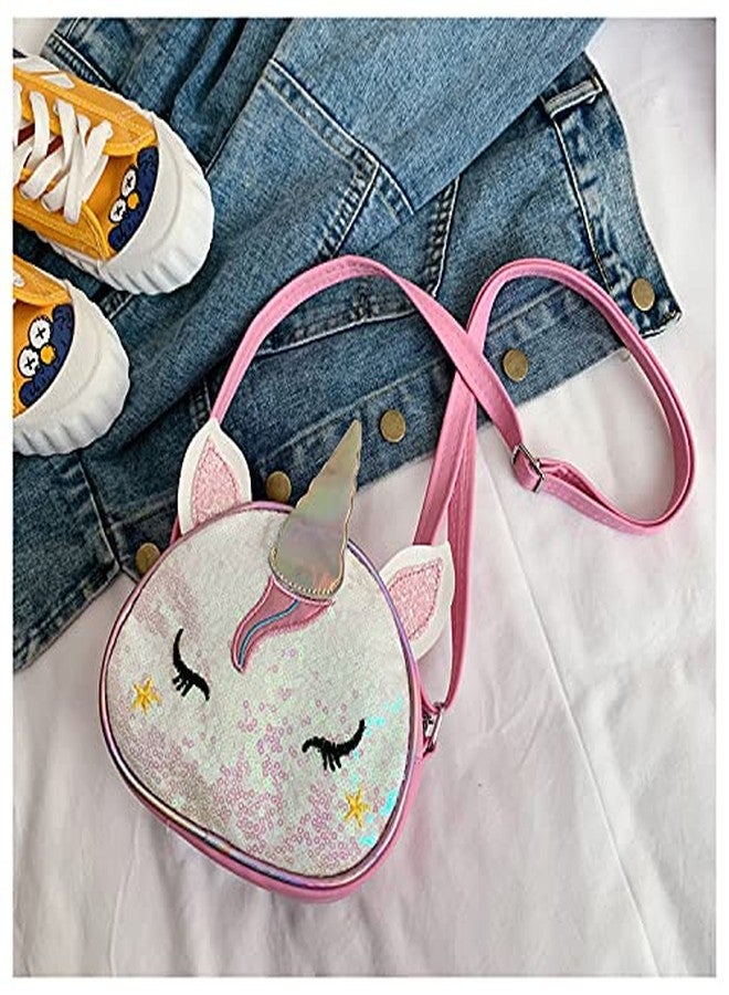 Newfancy Girls Unicorn Sequin Glitter Crossbody Shoulder Purse Handbag Women Satchel Tote Shell Bag Sequin Pink - Image 5