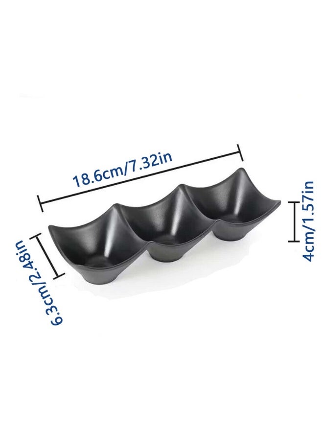 Sauces Bowl Melamine Dish for Creme Brulee & Muffin, 3 Sections, Baking Dishes for Cake & Pudding & Ice Cream, Mini Bowls for Dips, Sauces, Snacks and Fruits - Image 3