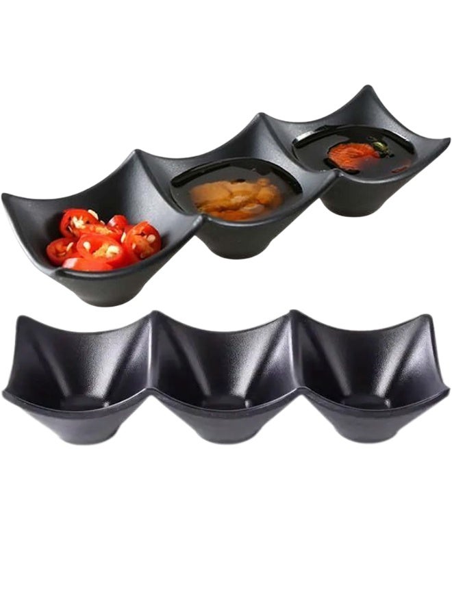 Sauces Bowl Melamine Dish for Creme Brulee & Muffin, 3 Sections, Baking Dishes for Cake & Pudding & Ice Cream, Mini Bowls for Dips, Sauces, Snacks and Fruits - Image 1