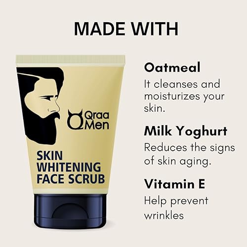 Qraa Men Vitamin C Skin Lightening Face Scrub| With Yogurt and Oatmeal - Image 3