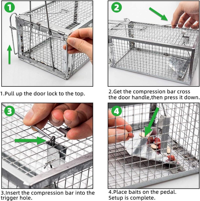 Kensizer Humane Rat Trap, Chipmunk Rodent Trap That Work for Indoor and Outdoor Small Animal - Mouse Voles Hamsters Live Cage Catch and Release - Image 5
