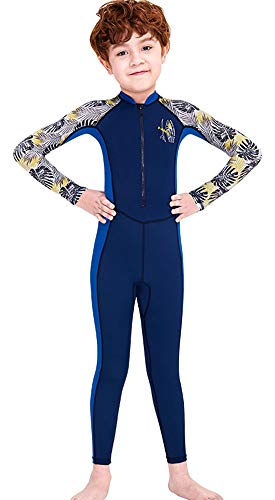Jeleuon Youth Girls Boys One Piece Water Sports Sun Protection Rash Guard UPF 50+ Long Sleeves Full Suit Swimsuit Wetsuit Swimwear New-Navy - Image 3