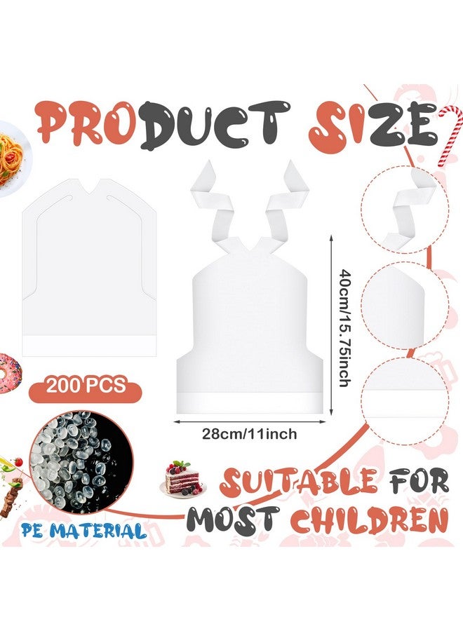Skicuff 500 Pcs Disposable Plastic Bibs Bulk 11x15.75 Inch Waterproof Oil Proof Eating Bibs with Crumb Catcher for Kids Kindergarten - Image 2