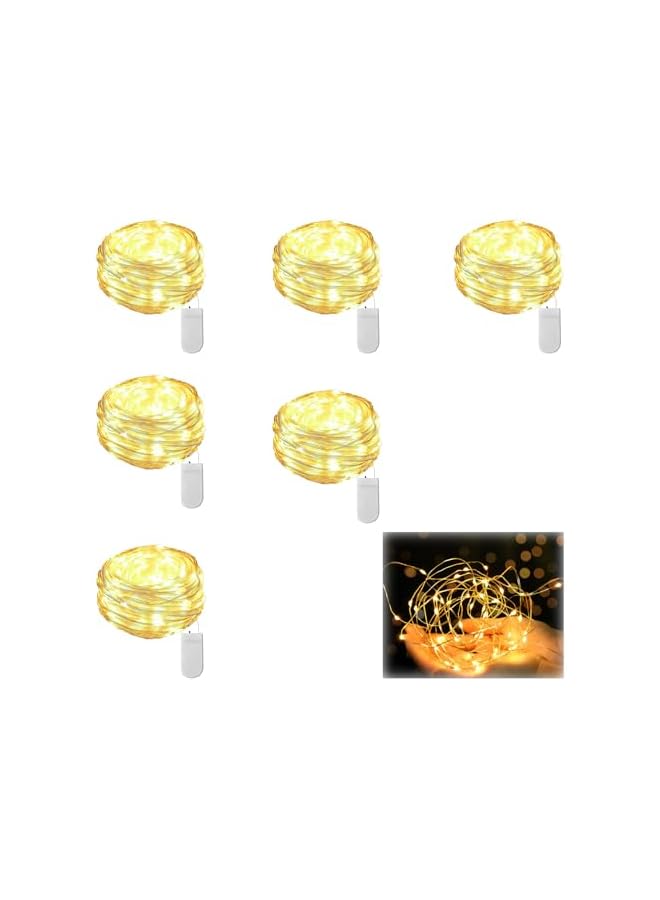 The Bros 6 Pack Fairy Lights: Battery-Operated Mason Jar Lights for DIY Party, Wedding, Christmas & Valentines Day Decorations - 2M/78.7inch 20 LED Linghts (Warm light)  - Image 2