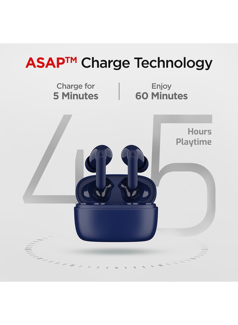 Airdopes 131 PRO Wireless Earbuds – 11mm Dynamic Drivers, 45Hrs Total Playback, ASAP Fast Charging, Quad Mic with ENx Environmental Noise Cancellation, Low Latency, IPX5 Water Resistant – Royal Blue - Image 2