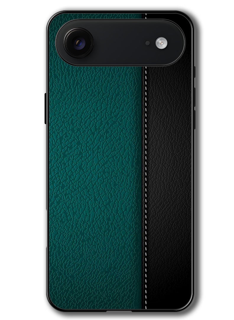 Theodor Case Compatible with Apple iPhone 17 Air 6.5 Inch Protection Shockproof Bumper Cover Green Black Leather Pattern - Image 1