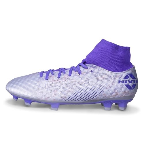 Nivia Oslar Blade 3.0 Football Stud for Men, Fusion Technology, Spacer Mesh with TPU Film Upper, TPU Sole, Colour: Silver, White, Size05 - Image 1