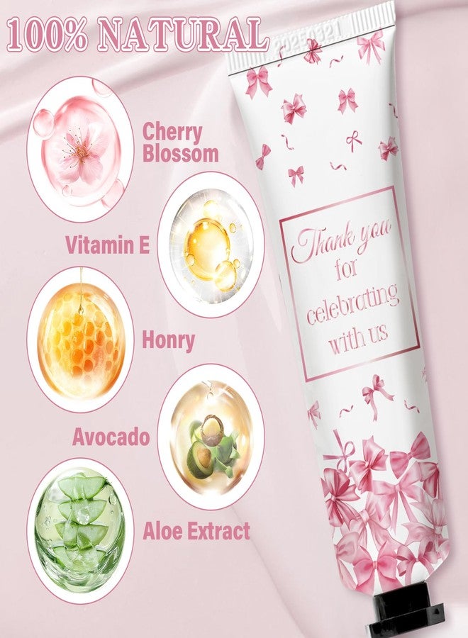 Nlicrst 50 Pcs Pink Bow Gifts Hand Cream Bulk for Women,Girls Favors Gifts for Bachelorette Mini Travel Hand Lotion Bulk,Favors for Guest Wedding Bridal Engagement Baby Shower Party Stuffers - Image 3