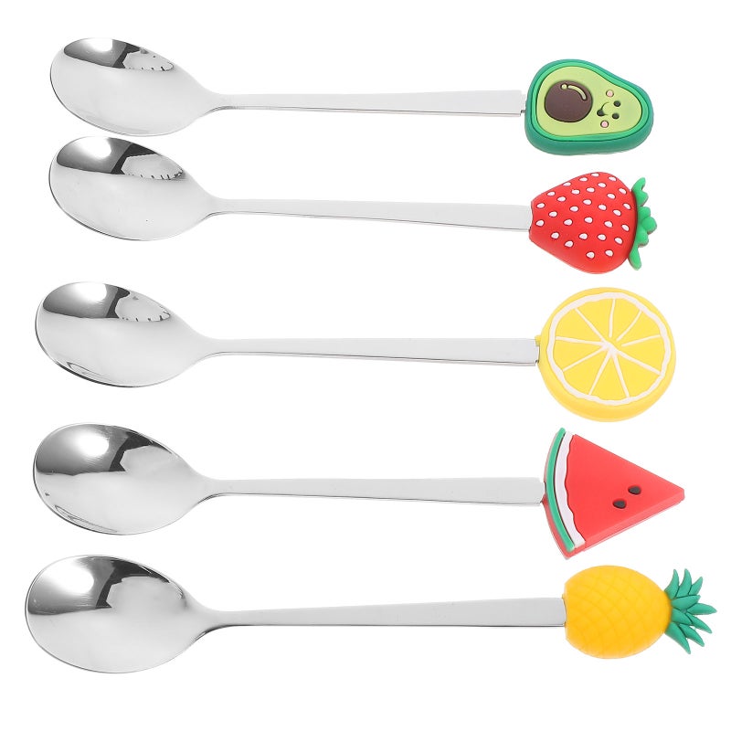 10 pcs Stainless Steel Fruit Spoon Dessert Spoon Cake Spoon With Fruit Style Topper - Image 3