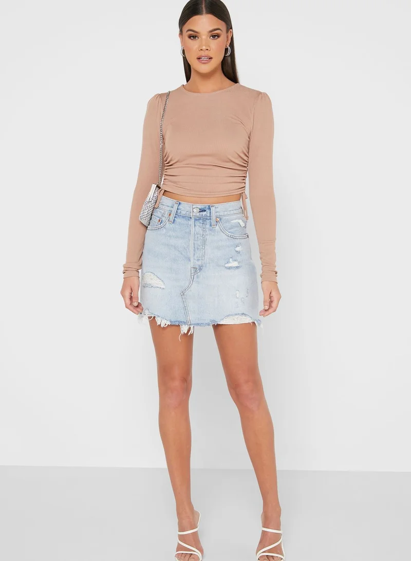 QUIZ Ribbed Ruched Crop Top
