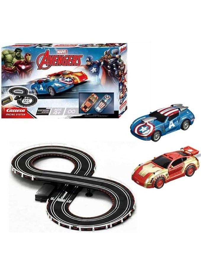 Carrera Marvel Avengers Slot Car Racing Track Set 1:32 – Figure-8 2.4m Race Track with Iron Man & Captain America Cars, Battery Powered - Image 2