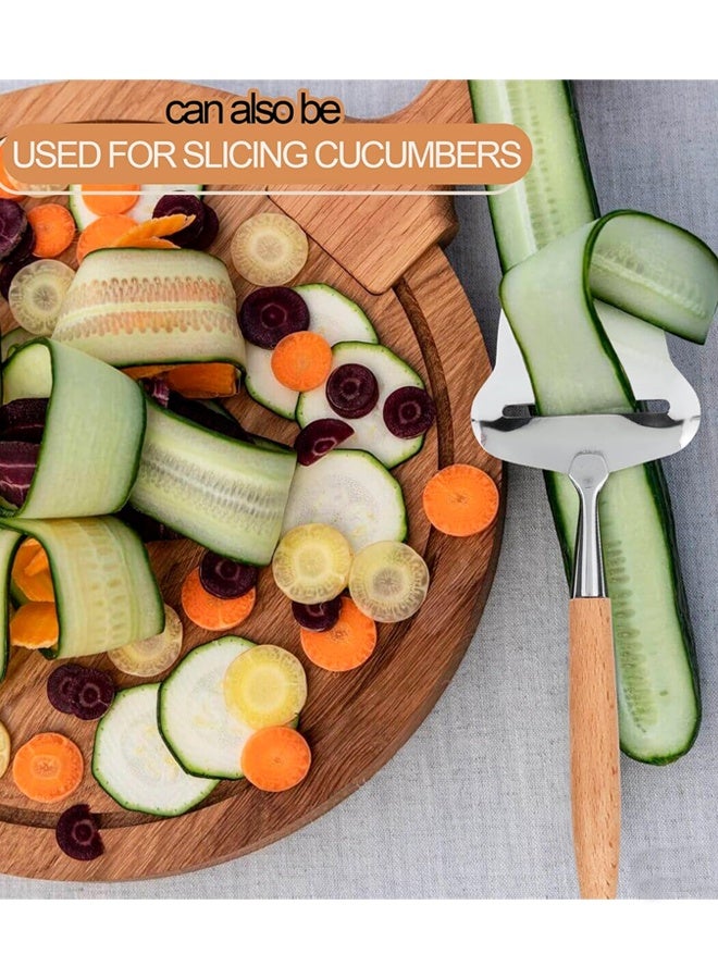 Stainless Steel Handheld Cheese Slicer, Wooden Handle Cheese Planer for Hard & Block Cheese - Image 5