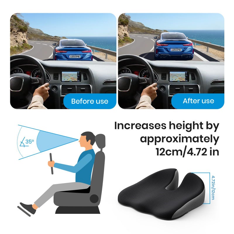 Benazcap Car Seat Cushion - Memory Foam Car Seat Pad - Sciatica & Lower Back Pain Relief - Car Seat Cushions for Driving - Road Trip Essentials for Drivers - Image 2