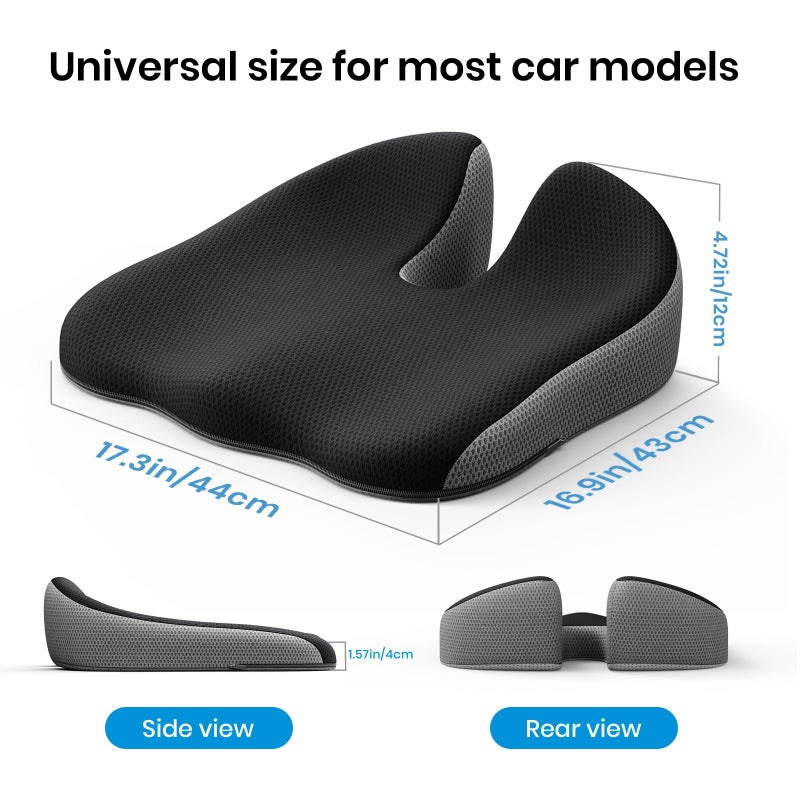 Benazcap Car Seat Cushion - Memory Foam Car Seat Pad - Sciatica & Lower Back Pain Relief - Car Seat Cushions for Driving - Road Trip Essentials for Drivers - Image 4