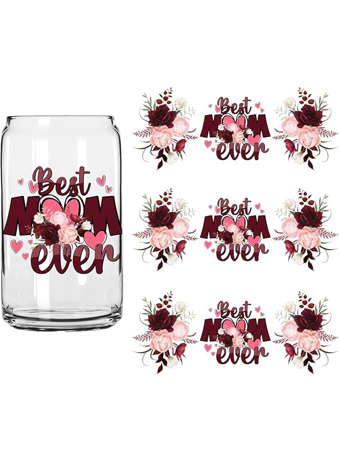 إيروريكس غلاف أكواب زجاجية Uv Dtf، نقل Uvdtf، تصميم زهرة مقاوم للماء، لأكواب زجاجية سعة 16 أونصة، هدايا للنساء، 3 قطع، الطراز 5 - Image 2