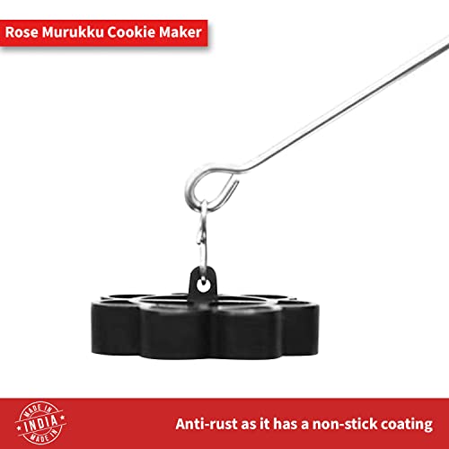 FLORA AND CO Stainless Steel Non Stick Rose Murukku Cookie Maker Mould | Achappam & Biscuit Frame | Black | Durable & Easy Clean - Image 3