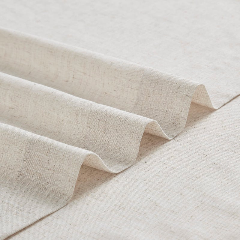 Vision Home Natural Pinch Pleated Semi Sheer Curtains Textured Linen Blended Light Filtering Window Curtains 84 inch for Living Room Bedroom Patio Pinch Pleat Drapes with Hooks 1 Panel 84" Wx84 L - Image 5