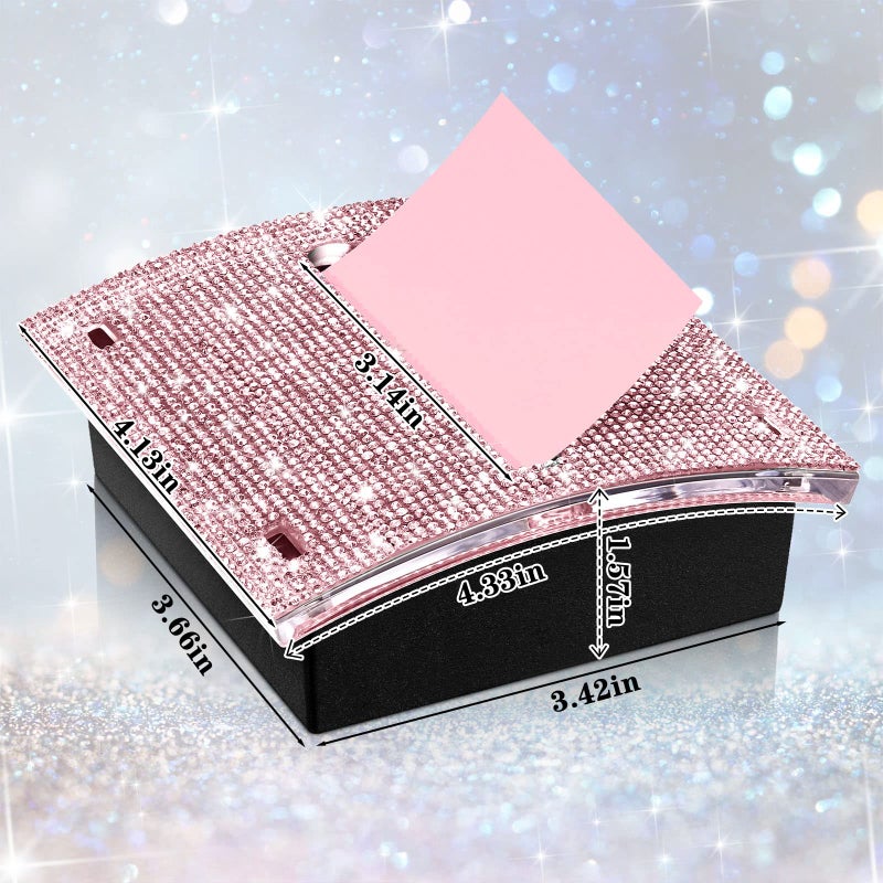 Eersida Rhinestone Self Stick Note Pad Holders 4 x 4 Inches Memo Sticky Dispenser Note Holder Sticky Dispenser for Office Home Desk Supplies(Pink) - Image 4