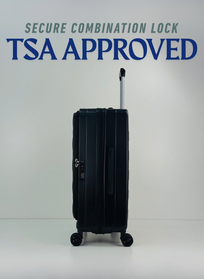 SAW & SEE Premium ABS+PC Unbreakable Front opening Hard Shell Luggage 3-Piece Suitcase Set, Lightweight with Expandable upto 25 Percent Extra storage Trolley Bags with 4 double Spinner Wheels, TSA Approved Lock and Durable Travel Suitcases– 12 Kg, 23 Kg, 35 Kg - 20" / 24" / 28" – BLACK - Image 4