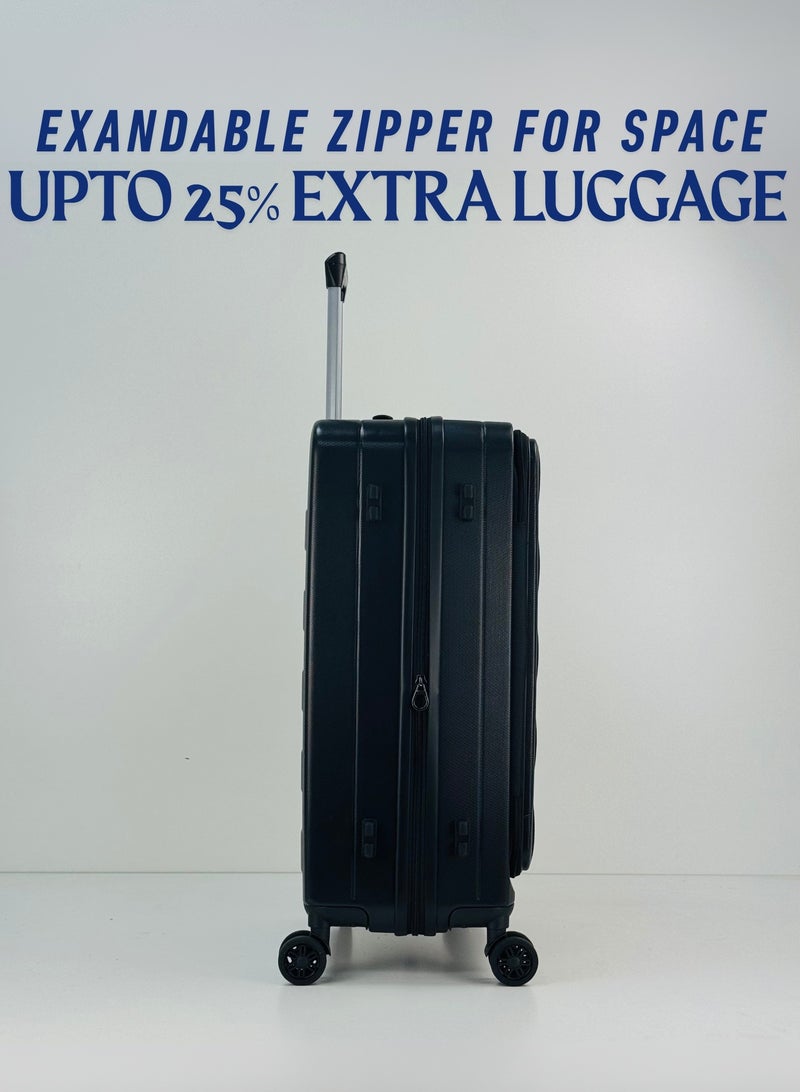 SAW & SEE Premium ABS+PC Unbreakable Front opening Hard Shell Luggage 3-Piece Suitcase Set, Lightweight with Expandable upto 25 Percent Extra storage Trolley Bags with 4 double Spinner Wheels, TSA Approved Lock and Durable Travel Suitcases– 12 Kg, 23 Kg, 35 Kg - 20" / 24" / 28" – BLACK - Image 5