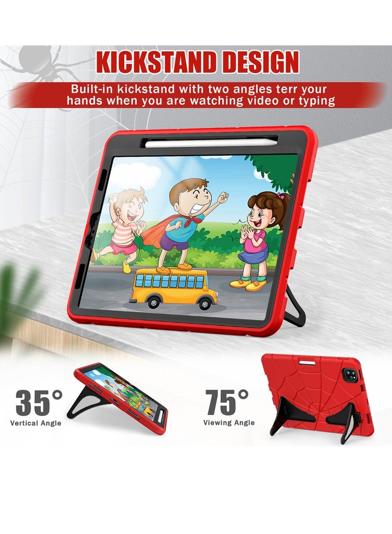 Spider Style Case Compatible for iPad Pro 11 Inch(2018/2020/2021/2022)/iPad Air 4th Gen 10.9 Inch(2020)/iPad   Air 5th Gen 10.9(2022) Shockproof Protective Cover with Pencil Holder  Kickstand for Kids Children - Image 2