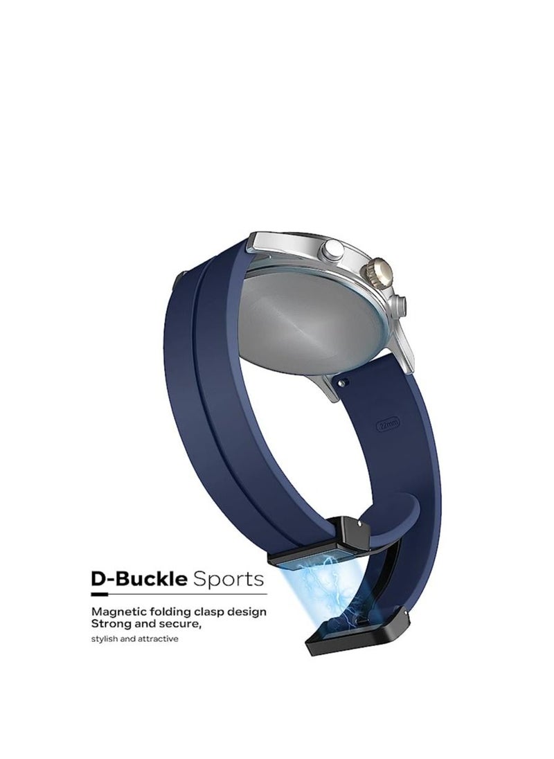 22mm Silicone Strap With Magnetic Folding Buckle For Oraimo Watch R OSW23N- Smart WatchSport - Blue