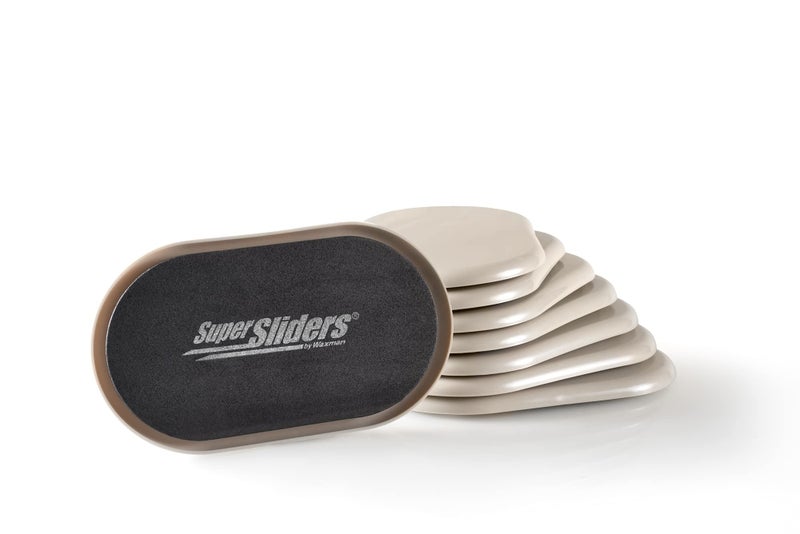 SUPER SLIDERS مزلقات سوبر سلايدرز 3 1/2 بوصة × 6 بوصة، مزلقات أثاث بيضاوية قابلة لإعادة الاستخدام للسجاد - تحريك سهل وحماية السطح بيج (8 عبوات) - Image 1