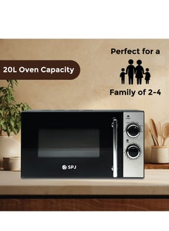 SPJ SPJ Microwave Oven 20L, 700W With 6 Power Levels, Child-Safety-Lock, Defrost Function, 30 Minutes Timer, Express Cook, Easy to Use, Best for Home & Office, Colour - BLACK, MWBLU-20L002  - Image 4