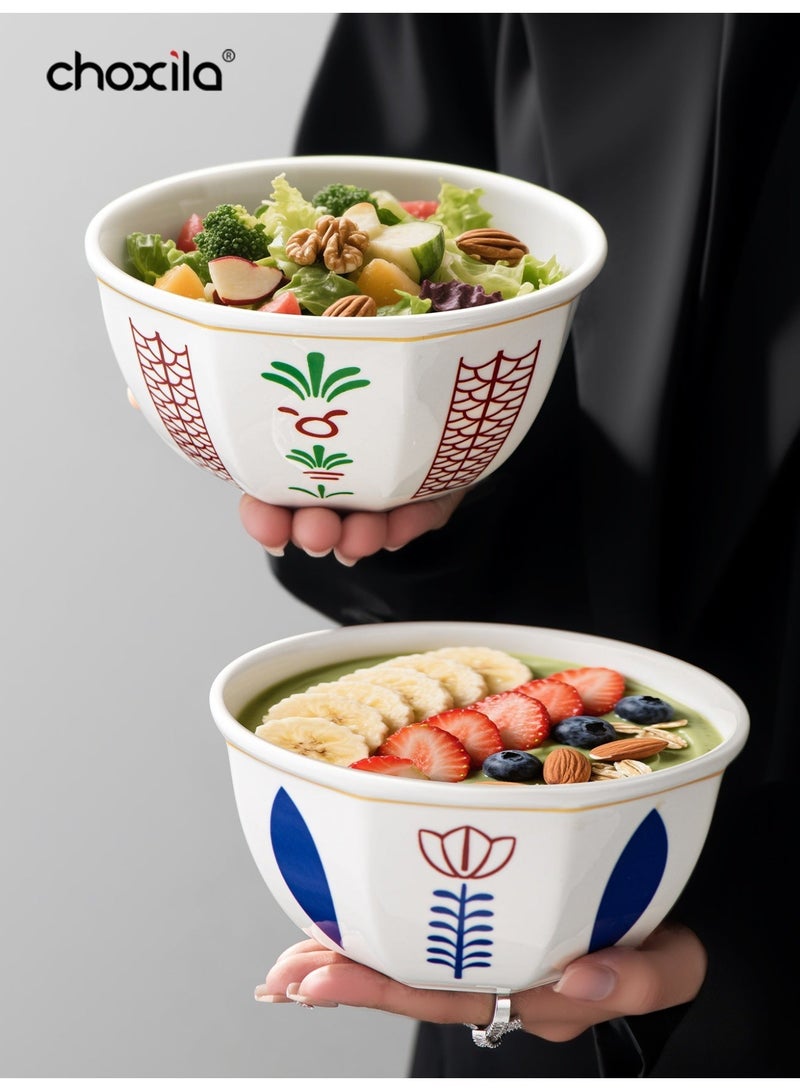 choxila 1 Middle Eastern style dessert bowl/cup set (Tulip pattern), Arabic Ceramic bowl, can be used as a tray for placing snacks and fruits on the living room coffee table. High quality trays suitable for family gatherings, afternoon tea, bedrooms, living rooms, and hotels. - Image 3