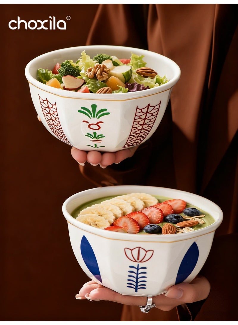 choxila 1 Middle Eastern style dessert bowl/cup set (Tulip pattern), Arabic Ceramic bowl, can be used as a tray for placing snacks and fruits on the living room coffee table. High quality trays suitable for family gatherings, afternoon tea, bedrooms, living rooms, and hotels. - Image 2