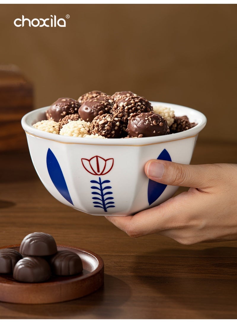 choxila 1 Middle Eastern style dessert bowl/cup set (Tulip pattern), Arabic Ceramic bowl, can be used as a tray for placing snacks and fruits on the living room coffee table. High quality trays suitable for family gatherings, afternoon tea, bedrooms, living rooms, and hotels. - Image 1
