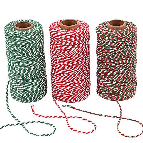 Sunmns 3 Roll Christmas Twine Cotton String Rope Cord for Gift Wrapping, Arts Crafts, 984 Feet (Multicolor A) - Image 3