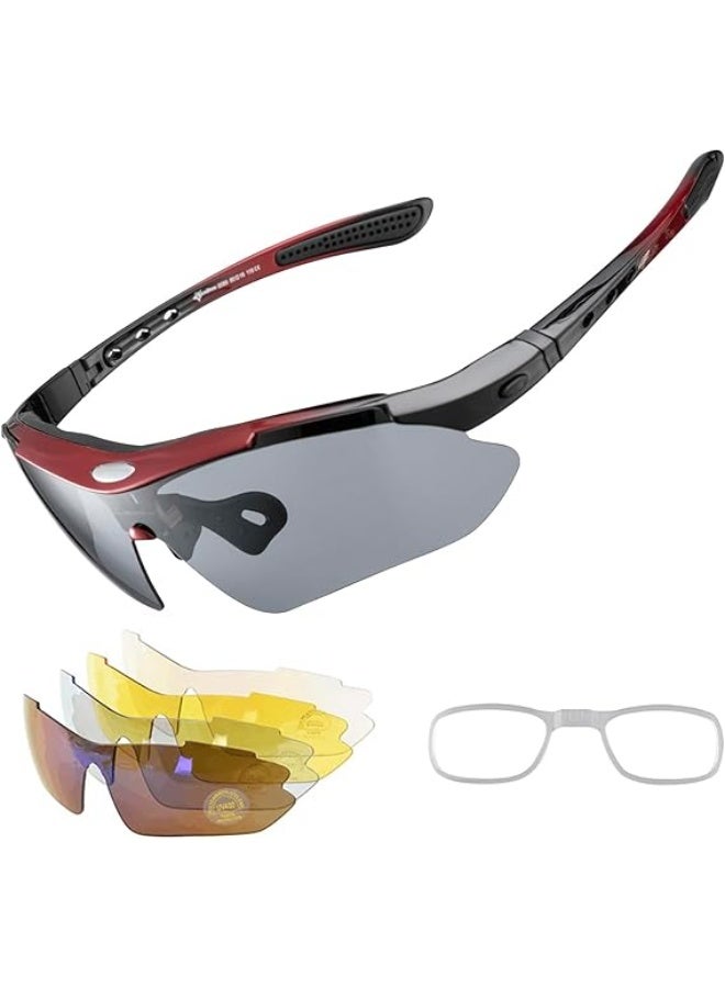 AIWANTO Polarized Sports Sunglasses – UV400 Cycling & Outdoor Glasses for Men & Women with 5 Interchangeable Lenses, Ultra-Light Frame & Myopia Inner Frame - Image 1