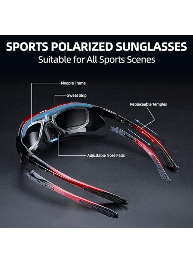 AIWANTO Polarized Sports Sunglasses – UV400 Cycling & Outdoor Glasses for Men & Women with 5 Interchangeable Lenses, Ultra-Light Frame & Myopia Inner Frame - Image 4