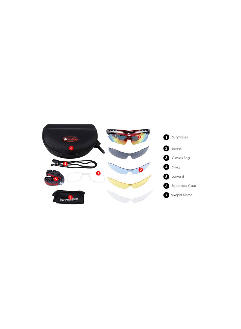 FreeBee Polarized Cycling Bike Riding Sun Glass With 4 Interchangeable Lenses